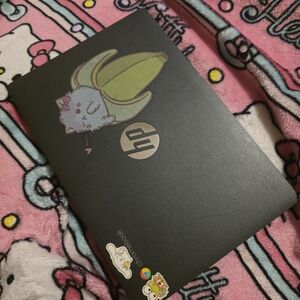 HP Chromebook with Cat and Avocado Sticker